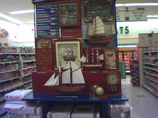 a supermarket display filled with nautical items