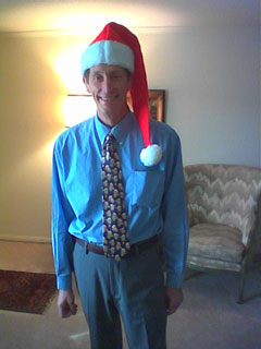 dad in a santa hat